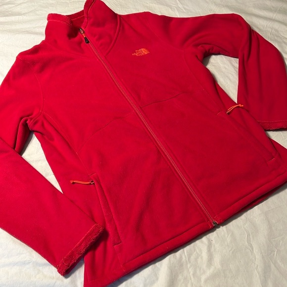 The North Face Jackets & Blazers - The North Face Womens Hot Pink Embroidered Logo Full Zip Fleece Size Lar…